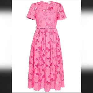 Self-Portrait Vibrant Pink Floral Lace Dress